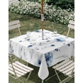 thumbnail image 3 of Square Outdoor Tablecloth with Umbrella Hole Blue Floral Spring Outside Table Cloth Waterproof Patio Table Cover Farmhouse Poppy Botanical Zipper Tablecloths for Picnic Party Camping 54x54 Inch, 3 of 8