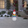 thumbnail image 2 of 4' Gemmy Airblown Christmas Snowman in Rainbow Sweater Yard Decoration 881090, 2 of 2
