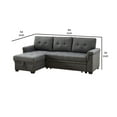 thumbnail image 5 of 84 Inch 2 Piece Pull Out Sleeper Sofa, Storage Chaise, Split Back, Dark Gray Fabric - Saltoro Sherpi, 5 of 7