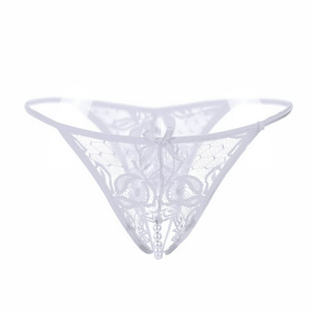 

Qcmgmg Solid Color Thong for Women Low Rise Sexy Lace Underwear Seamless T-Back Panties Average Size