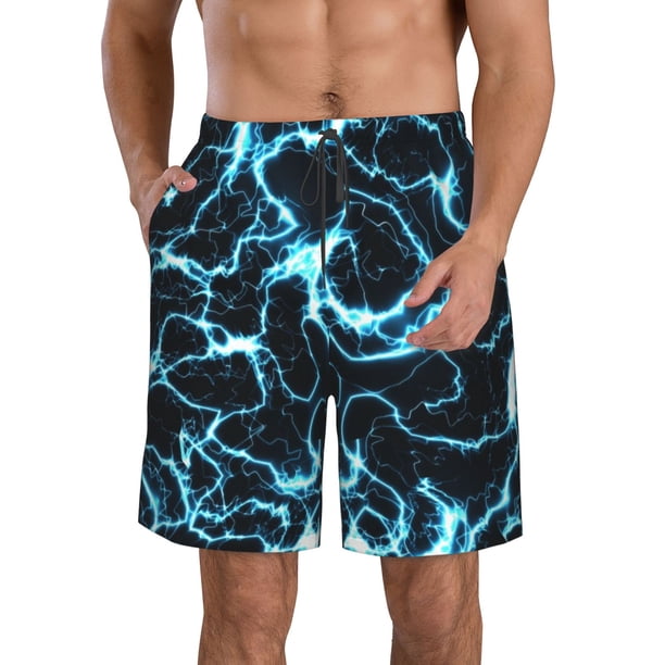 Fotbe Lightning Trajes de Baño Estampados para Hombre, Shorts de Verano de Secado Rápido, Ropa de Playa, Bañadores-XX-Large