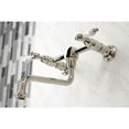 thumbnail image 3 of Kingston Brass KS1216PL Heritage Double-Handle Wall Mount Bathroom Faucet, Polished Nickel, 3 of 8