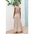 thumbnail image 3 of Mengpipi Summer Floral Dresses for Women Sleeveless Maxi Dress Loose Sundress with Belt, Beige-M(US 6), 3 of 6
