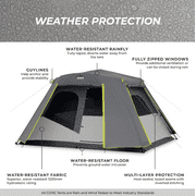 CORE 11 x 9 6 Person Instant Cabin Camping Tent with Full Rainfly, 27lbs
