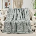 thumbnail image 5 of Home Soft Things Brick Textured Faux Fur Throw Blanket with Micromink Back, Luxury Soft Cozy Fluffy Fluzzy Plush Throw, 50x70 inches, Grey, 5 of 8