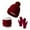 Wine Red, variant on Koiauber 3Pcs/Set Knitted Scarf Gloves Set Pom Pom Ball Fleece Lining Brimless Hat Touchscreen Gloves Neck Warmer Set