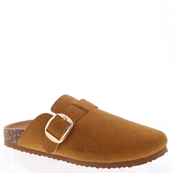 Women’s Clog Mule Shoes Closed Toe Slip On Sandals with Adjustable Buckle Cork Footbed