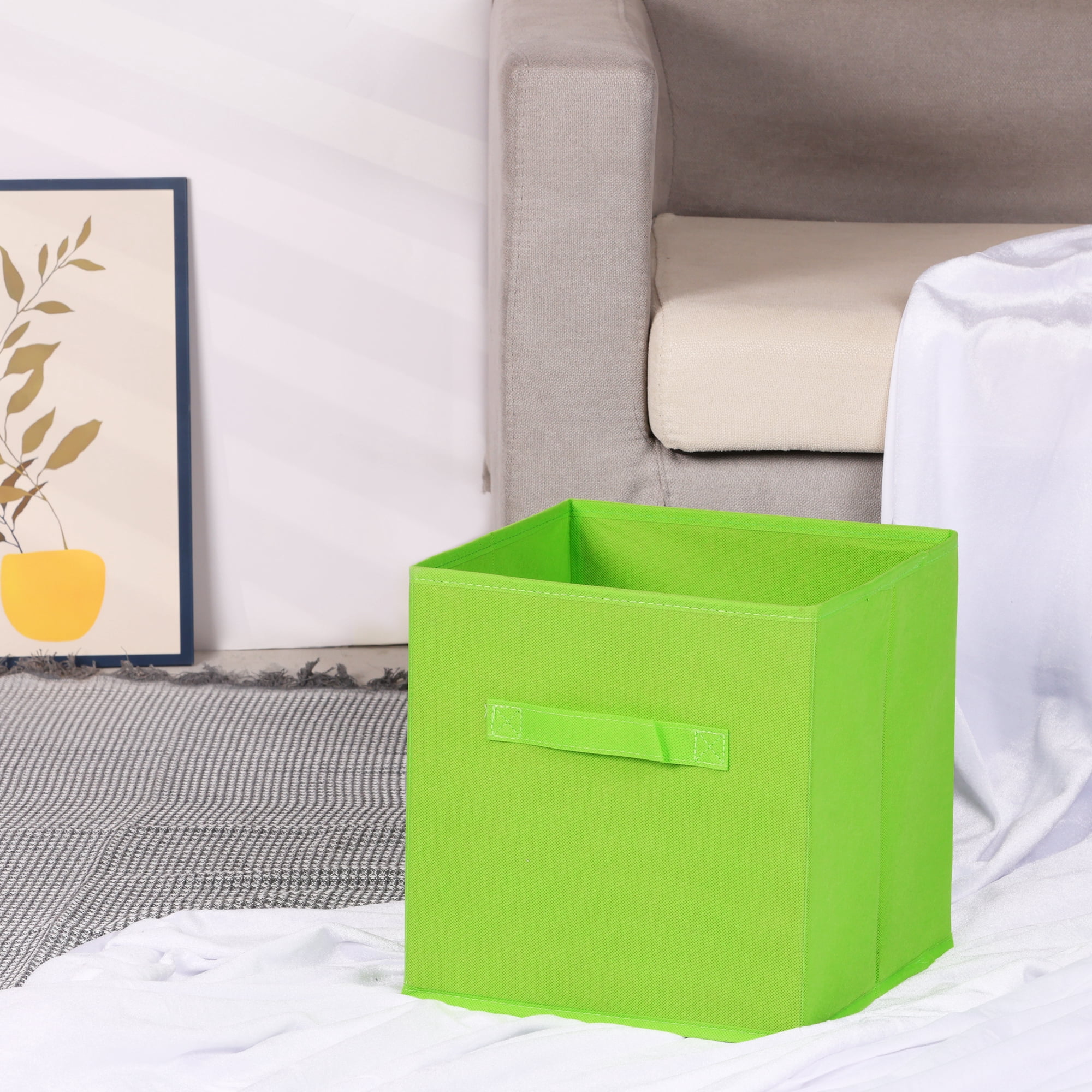 Unique Bargains Fabric Storage Cube Storage Bin Green 11*10.6*10.6in