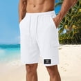 thumbnail image 2 of Men Summer Cargo Shorts with Multiple Pockets Classic Fit Drawstring Waist Casual Style 1979 Print Lightweight Workwear, 2 of 5