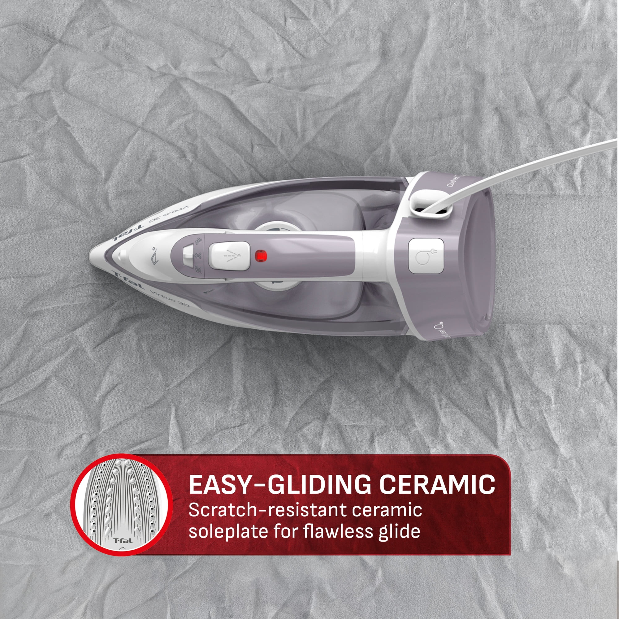 Fer à vapeur Virtuo 30, 1500 W avec cordon rétractable, semelle en céramique et arrêt automatique