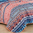 thumbnail image 5 of Chezmoi Collection Shore 3-Piece Boho Stripe Quilt Set, Medallion Floral Colorful Bohemian Printed Microfiber Lightweight Bedspread Set, Queen (100" x 95"), 5 of 9
