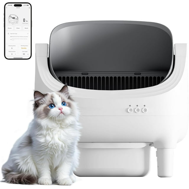 Homall Self Cleaning Litter Box, Open-Top Automatic Cat Self-Cleaning Litter Box, Design for Multi-Cat Families, Includes Trash Bags