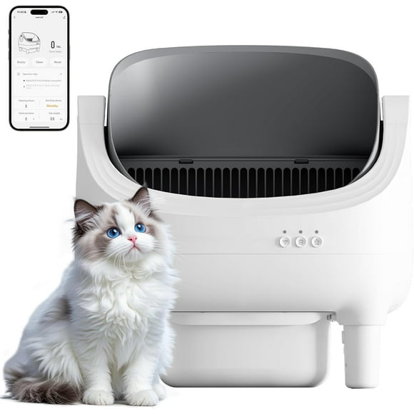 Homall Self Cleaning Litter Box, Open-Top Automatic Cat Self-Cleaning Litter Box, Design for Multi-Cat Families, Includes Trash Bags