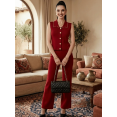 thumbnail image 2 of Conjunto 2 Piezas Casual Chic para Mujer, Top Elegante con Botones y Pantalón Amplio Cómodo, 2 of 5