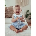 thumbnail image 5 of BemeyourBBs Newborn Baby Girls Summer Clothes Cute 2 Pieces Plaid Gingham Outfit Infant Collar Button Down Ruffle Tank Tops with Bubble Shorts Set, 5 of 9