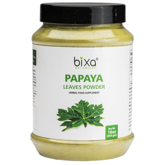 Papaya Leaf Powder (Carica Papaya) | Ayurvedic Herb for Digestion & Increasing platelets, Herbal Supplement by Bixa Botanical (1 Pound / 16Oz)