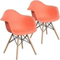 thumbnail image 1 of 2 Pk. Alonza Series Peach Plastic Chair with Wooden Legs, 1 of 7