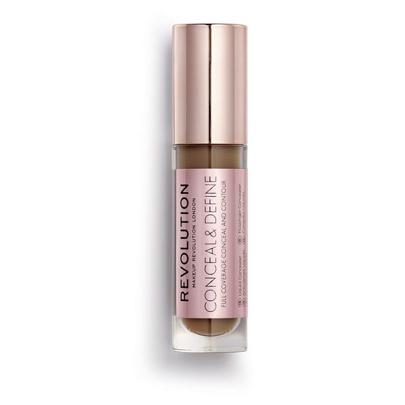 Corrector Revolution Conceal & Define completa y ligero Acabado mate duradero Vegano y libre de crueldad C16 Tonos de piel oscuros a profundos 0.14 oz