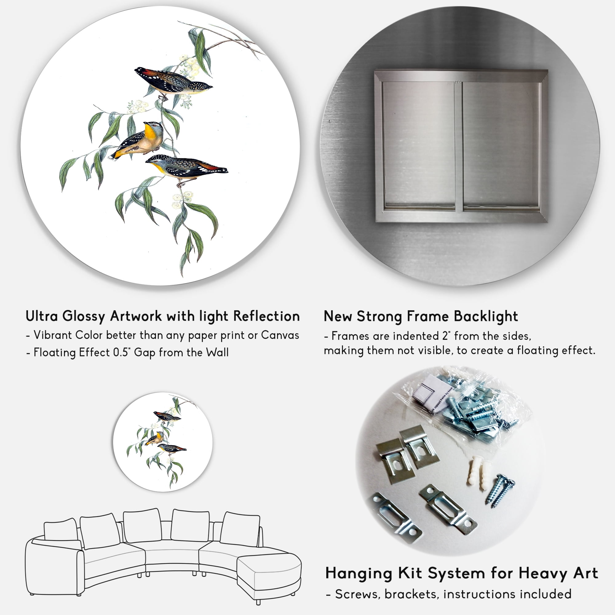 Designart 'Ancient Bird Life III' Traditional Circle Metal Wall Art 36x36 - Disc of 36