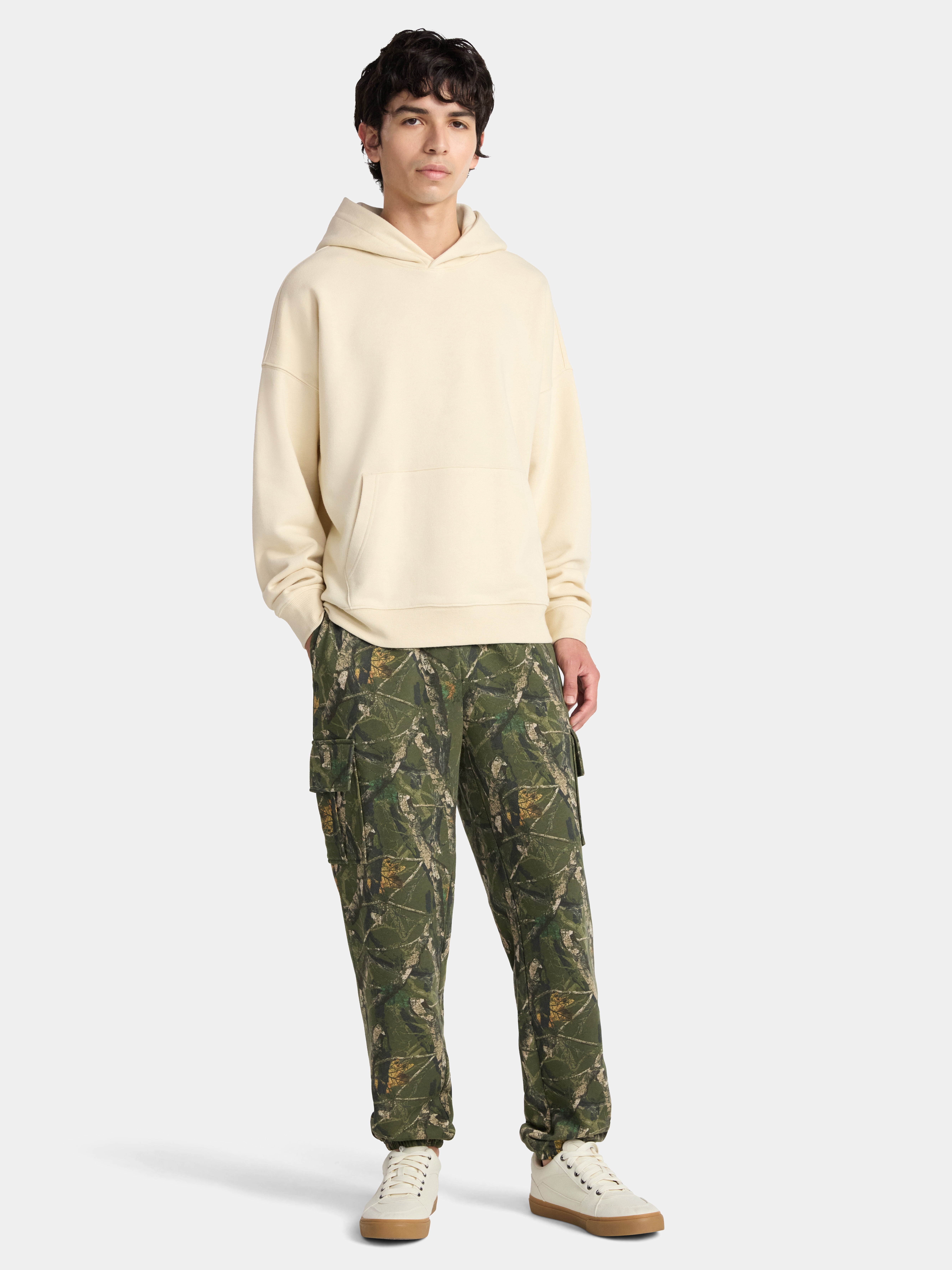 No Boundaries Boxy Fit Cropped Sweatshirt Hoodie, Men's & Big Men's