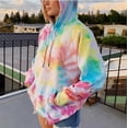 thumbnail image 3 of XMMSWDLA Tie Dye Print Hoodie Long Sleeve Drawstring Pullover Tops Loose Casual Sweatshirt for Women Teacher Sweatshirt Teacher Sweatshirt Multicolor M, 3 of 5
