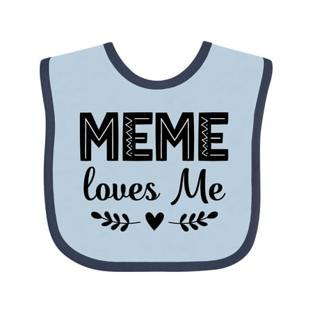 

Inktastic Meme Loves Me Baby Clothes Gift Baby Girl Bib