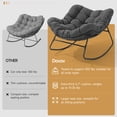 thumbnail image 6 of Upstreman Home Oversized Papasan Rocking Chair, Outdoor Rocking Chair Metal Frame Papasan Chair Rocker with Padded Cushion, Gray, 6 of 9