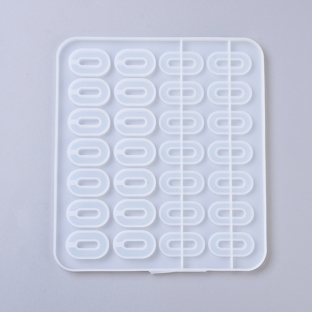Pendant Silicone Molds Resin Casting Molds For UV Resin Epoxy Resin Jewelry Making Oval White 170x151x6mm Oval: 30x15mm & 27x17mm Hole: 21.5x8mm & 18x7.5mm