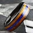 thumbnail image 5 of Men's Wedding Band Ring - Black Blue Lapis Lazuli Whiskey Barrel - Wedding Rings for Men and Women, 5 of 5