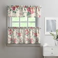 thumbnail image 2 of Pioneer Kitchen Curtains and Valance Set 24 Inch Tier Chinoiserie Beautiful Flowers Art Curtains Small Drapes for Cafe Living Room Bathroom Farmhouse 3 Pieces Set Rod Pocket, 2 of 6