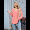thumbnail image 4 of Blusas de Larga Abullonadas para Mujer, con Cuello en V Plisado, Estilo Túnica de Otoño, Elegantes, Informales, Holgadas, para Verano Rosa XL, 4 of 9