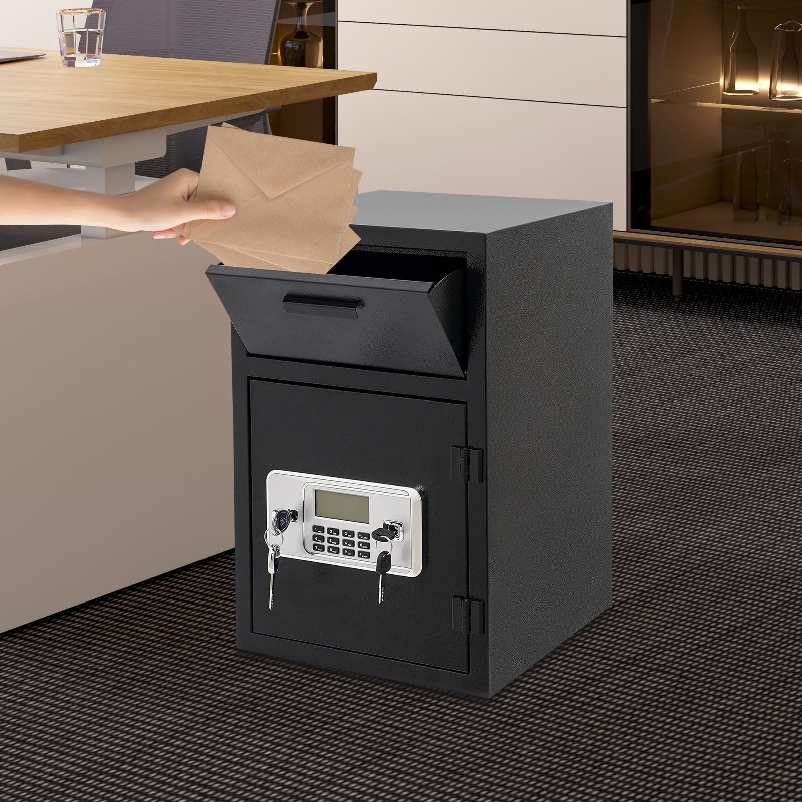 Drop Box for Money and Mail, Drop Safe for Business Drop Slot Safe Cash Depository Safe Safe Box for Money Intelligent Alarm System for Families, Offices, Hotels, Schools, Banks
