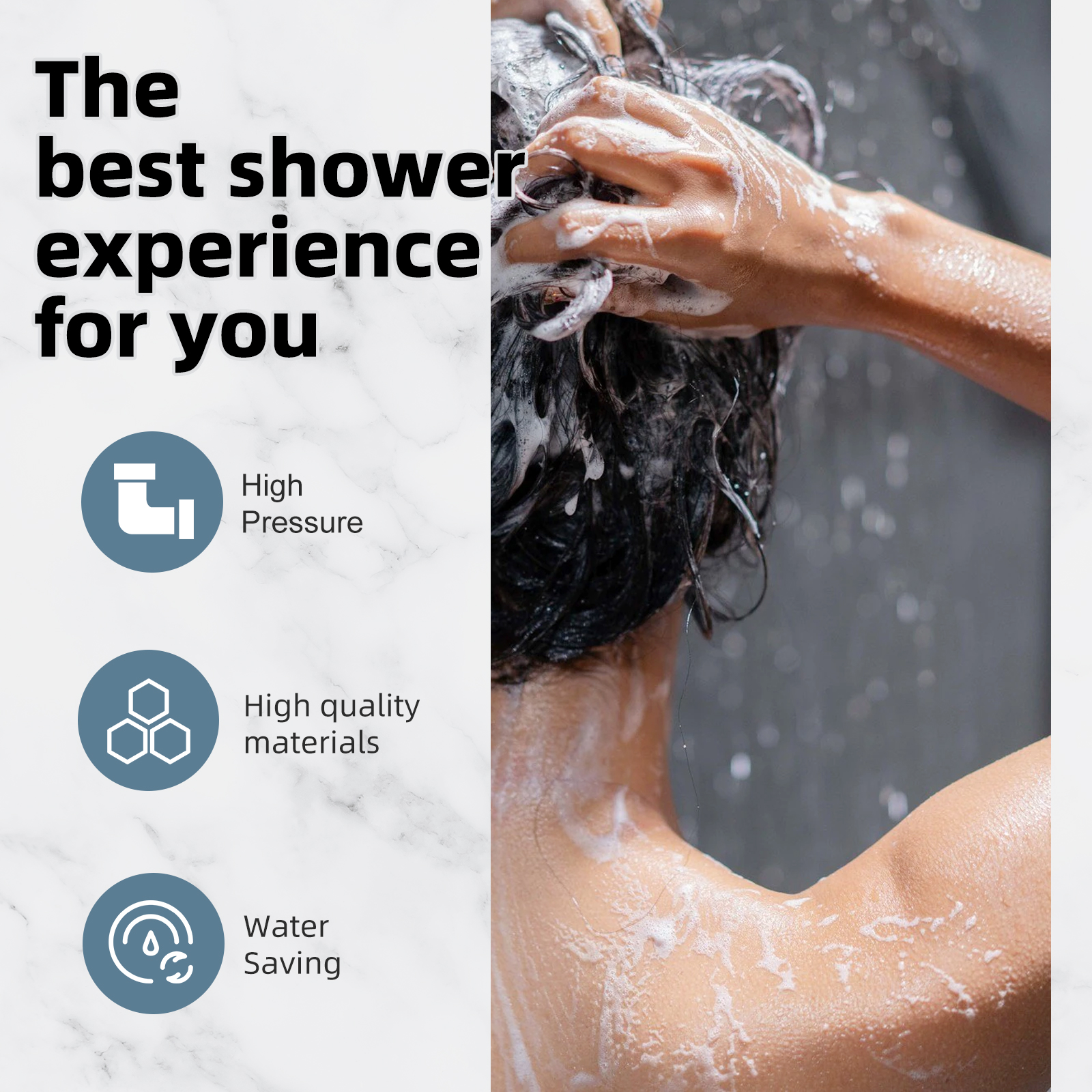 Heemli 12-Mode Handheld Showerhead with Hose and On/Off Button photo 5