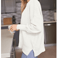 thumbnail image 5 of Women's Oversized Batwing Sweaters Fall Outfits Trendy Crewneck Knit Side Slit Fashion Pullover Tops, 5 of 6