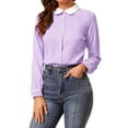 thumbnail image 5 of Allegra K Women's Button Down Shirt Long Sleeve Work Peter Pan Collar Blouse Tops, 5 of 6