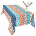 thumbnail image 2 of Teal Orange Striped Table Cloth Waterproof Tablecloths, Boho Modern Geometric Abstract Art Tablecloth Dining Table Cover for Kitchen Party Tabletop Outdoor, Rectangle Tablecloth 60x120 Inch, 2 of 9