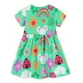 thumbnail image 3 of WIBACKER 2-7T Toddler Girl Boho Holiday Casual Dress Short Sleeve Summer Dresses for Kids - Green Mouse, 3 of 7
