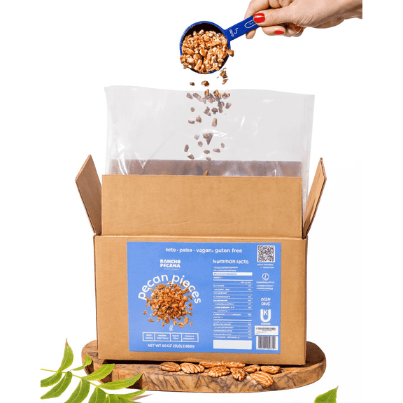 Rancho Pecana Premium Natural Pecan Pieces 5 LB (80 Oz), Non-GMO, Gluten-Free, Chopped Pecans, Carefully Selected for Freshness, Taste and Perfect Texture