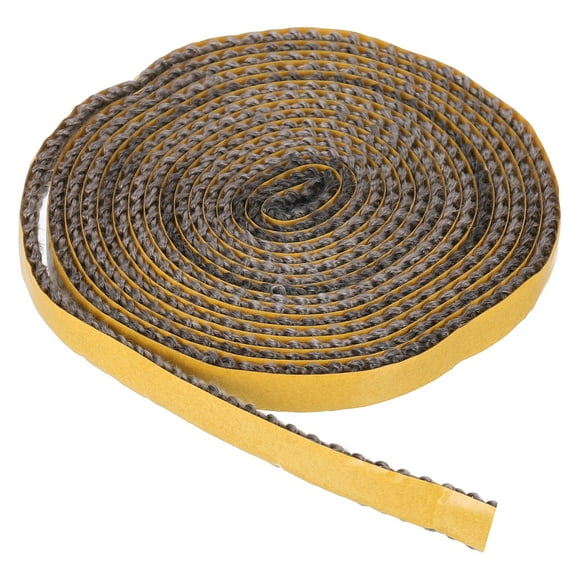 Junta de estufa de leña, 3/8" x 1/8" x 157" Cuerda de sellado plana de fibra de vidrio de grafito autoadhesiva de alta resistencia a la temperatura para puertas de estufas y chimeneas, negra