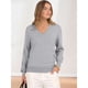 thumbnail image 4 of Suéter de Larga con Cuello en V para Mujer, Estilo Casual Clásico de Otoño, Suave y Holgado, Básico, Tipo Jersey Plateado L, 4 of 10