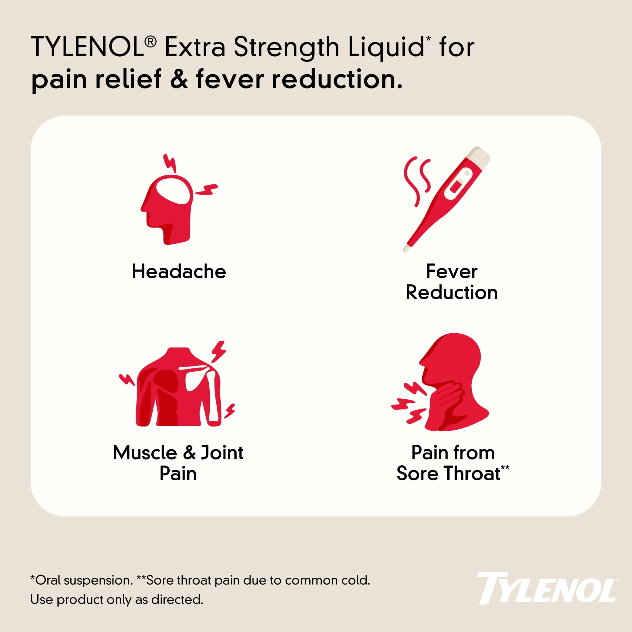 Tylenol Adult Liquid Pain Reliever & Fever Reducer, Cherry, 8 fl. oz