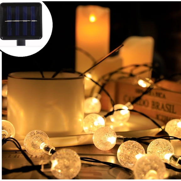Solar String Light 30 LED Bulbs 21ft Patio Party Yard Wedding Waterproof Outdoor