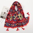 thumbnail image 2 of Bufanda tipo chal con borlas y diseño abstracto de cachemir para mujer, estilo retro, estilo pashmina, de alta calidad, con estampado floral, 2 of 4