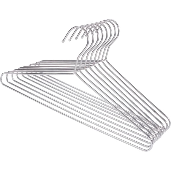 10Pack Heavy Duty Metal Coat Hangers, 16.5 in Stainless Steel Wire Hangers, Space Saving Shirt Hanger with Polished Chrome, Slim Metal Clothes Hanger for Suit Jacket Shirt Closet Pants
