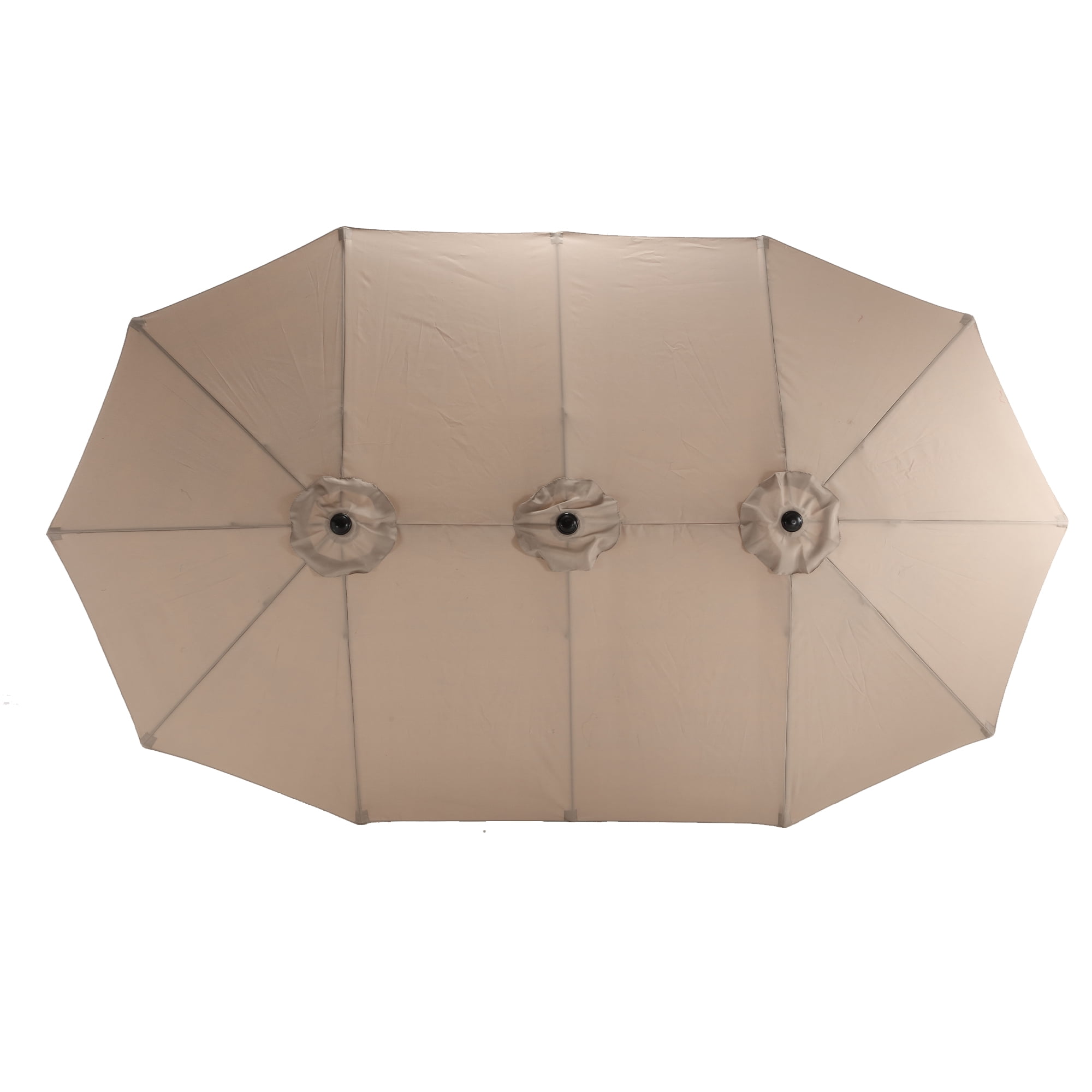 Double Sided Rectangular Outdoor Umbrella 14.8-Foot with Crank, Large Patio Umbrella for Garden and Poolside, Khaki