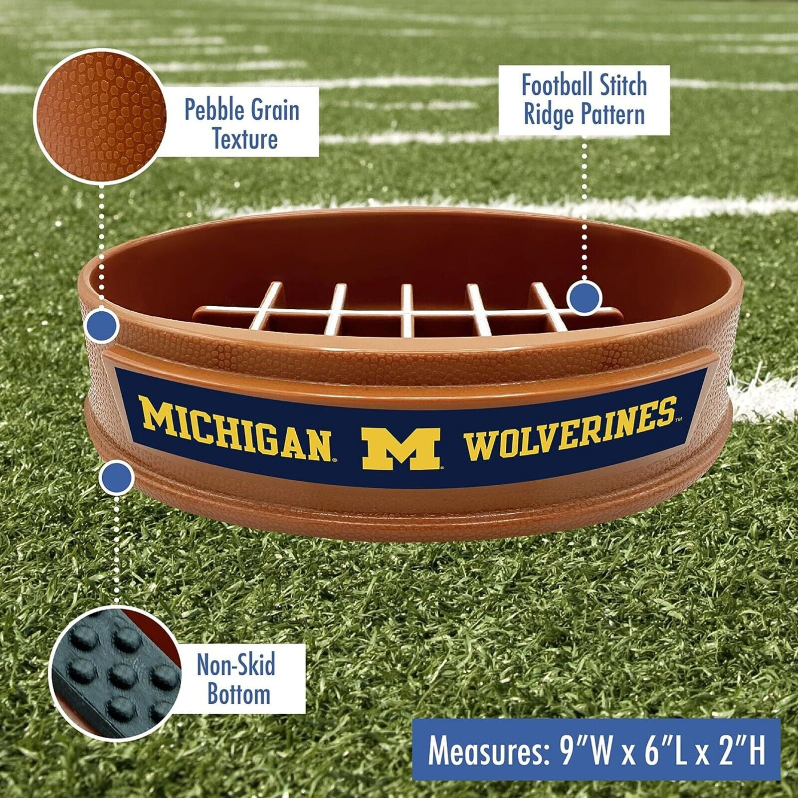 Pets First NCAA Michigan Wolverines Super-Bowl Slow Feeder Bowl for Dogs and Cats with Non-Slip Mat