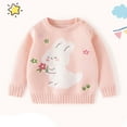 thumbnail image 2 of Odeerbi Toddler Boys Girls Sweater Cute Winter Thermal Knit Crewneck Sweater Children's Soft Cotton Outerwear Pullover Sweater Toddler Clothes Pink, 2 of 5