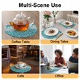 thumbnail image 2 of Teal Floral Round 15 Inch Placemats Set of 4, Botanical Blossom Motif Boho Grey Stripes HeatResistant Non Slip Place Mats for Dining Table, Wipeable Braided Kitchen Table Mats for Housewarming, 2 of 9