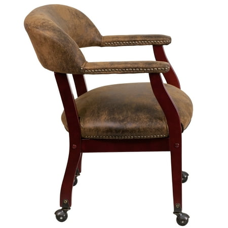 Flash Furniture - Sarah  Traditional Fabric Side Chair - Upholstered - Bomber Jacket Brown Microfiber