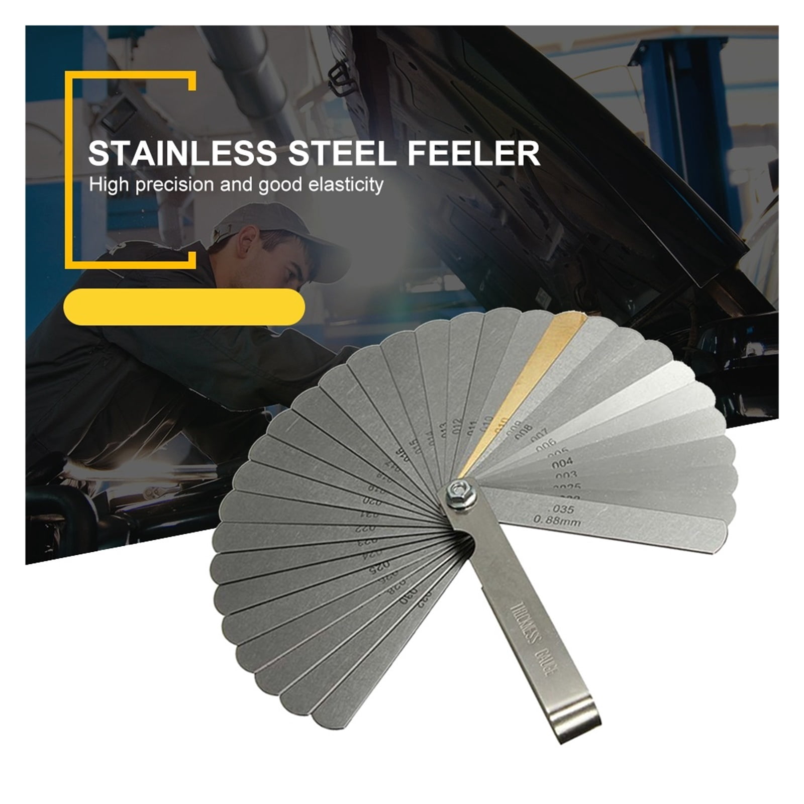 Stainless Steel 32 Blades 0.04-0.88mm Thickness Gap Metric Filler Feeler Gauge ,Easy to Use